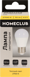 Изображение товара Лампа светодиодная HOMECLUB шар 10Вт E27 теплый свет, Арт. LED-G45-10E2727