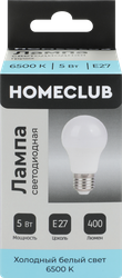 Изображение товара Лампа светодиодная HOMECLUB груша 5Вт E27 холодный свет, Арт. LED-A55-5E2765