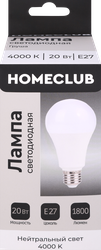 Изображение товара Лампа светодиодная HOMECLUB груша 20Вт E27 нейтральный свет, Арт. LED-A70-20E2740