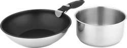 Изображение товара Набор посуды PLATINUM CHOICE ковш 3л, вок 28см + съемная ручка, нержавеющая сталь, Арт. LF-8