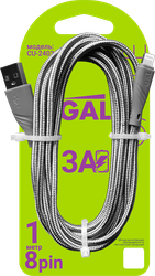 Изображение товара Кабель GAL CU-2403/5475 USB A – 8 pin, 3А, нейлон, 1м