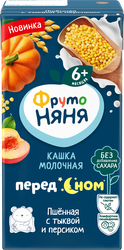 Изображение товара Кашка пшенная ФРУТОНЯНЯ молочная, с тыквой и персиком, с 6 месяцев, 200мл