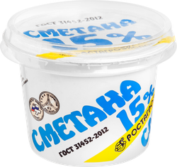 Изображение товара Сметана РОСТАГРОЭКСПОРТ 15%, без змж, 180г