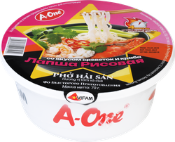 Изображение товара Лапша рисовая A-ONE со вкусом креветок и краба, 70г