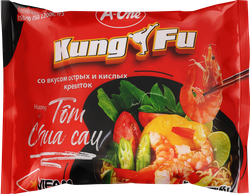 Изображение товара Лапша A-ONE Kung Fu, со вкусом острых и кислых креветок, 65г