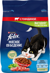 Изображение товара Корм сухой для взрослых кошек FELIX с говядиной, 3кг