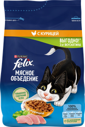 Изображение товара Корм сухой для взрослых кошек FELIX с курицей, 3кг