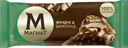 Изображение товара Мороженое МАГНАТ Фундук и шоколад, сливочное в молочном шоколаде 8%, без змж, эскимо, 65г