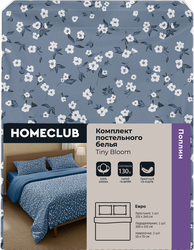 Изображение товара Комплект постельного белья Евро HOMECLUB Bloom, синий, поплин
