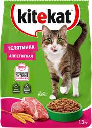 Изображение товара Корм сухой для кошек KITEKAT Телятинка аппетитная, 1,3кг
