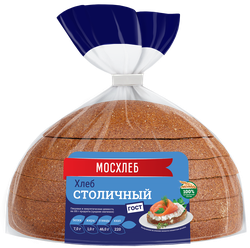 Изображение товара Хлеб подовый МОСХЛЕБ Столичный, в нарезке, 350г