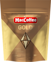 Изображение товара Кофе растворимый MACCOFFEE Gold натуральный сублимированный, 30г