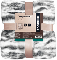 Изображение товара Покрывало HOMECLUB 180х200см с подкладкой мех кролик, бело-серое