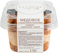 Изображение товара Пирожное ЛА КРЕМ Медовое с грецким орехом и черносливом, 130г