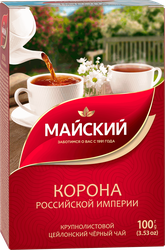 Чай черный МАЙСКИЙ Корона Российской Империи Цейлонский байховый листовой, 100г