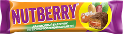 Изображение товара Батончик NUTBERRY Арахисовый с соленой карамелью, в темной глазури, 50г