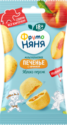 Изображение товара Печенье мультизлаковое ФРУТОНЯНЯ с начинкой из яблок и персиков, с 18 месяцев, 50г
