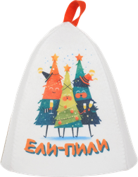 Изображение товара Шапка для бани и сауны ГЛАВБАНЯ с принтом Новогодняя, синтетический войлок, Арт. Б404131Л