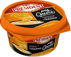 Изображение товара Сыр плавленый PRESIDENT My Cheese Чеддер, для закусок 51%, без змж, 125г