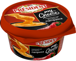 Изображение товара Сыр плавленый PRESIDENT My Cheese Паприка, для закусок 51%, без змж, 125г