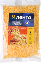 Изображение товара Сыр плавленый ЛЕНТА Чеддер 45%, тертый, без змж, 150г
