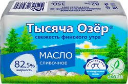 Изображение товара Масло сливочное ТЫСЯЧА ОЗЕР 82,5%, без змж, 350г