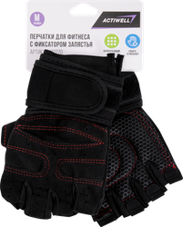 Изображение товара Перчатки для фитнеса ACTIWELL р. S, M, L, с фиксатором запястья, Арт. 110291, 110270, 110271