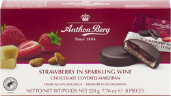 Изображение товара Конфеты шоколадные ANTHON BERG клубника в игристом вине, с марципаном, 220г