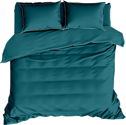 Изображение товара Комплект постельного белья Евро HOMECLUB простыня на резинке, наволочки 50х70см, цвет бирюза, полисатин, Арт. КПБПСевробир