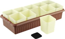 Изображение товара Набор для рассады PALISAD поддон 44,4х18,5х8,2см и 10 горшочков 460мл с выдвижным дном, Арт. 643451