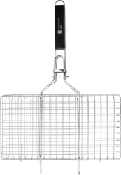 Изображение товара Решетка-гриль PLATINUM CHOICE 22х42(62)х2,5см плоская усиленная со съемной ручкой, нержавеющая сталь со съемной ручкой, Арт. 16120006
