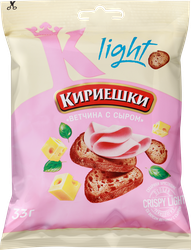 Изображение товара Сухарики хрустящие КИРИЕШКИ Light, со вкусом ветчины и сыра, 33г