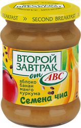 Изображение товара Десерт фруктовый ВТОРОЙ ЗАВТРАК Яблоко, банан, манго с семенами чиа и куркумой, 200г