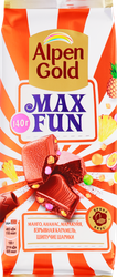 Изображение товара Шоколад молочный ALPEN GOLD Максфан со вкусом манго/ананаса/маракуйи, 140г