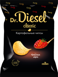 Изображение товара Чипсы картофельные DR.DIESEL со вкусом красная икра, из натурального картофеля, 120г