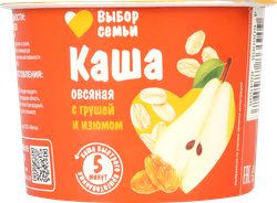 Изображение товара Каша овсяная ВЫБОР СЕМЬИ с грушей и изюмом, 43г