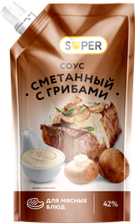 Изображение товара Соус SUPER Сметанный с грибами 42%, 233г