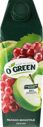 Изображение товара Нектар O'GREEN Яблоко, виноград, 1л