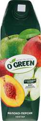 Изображение товара Нектар O'GREEN Яблочко, персик, 1л