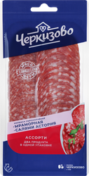 Изображение товара Ассорти колбас сырокопченых ЧЕРКИЗОВО Мраморная и салями Астория, нарезка, 85г