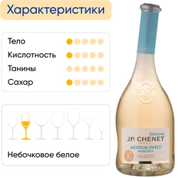 Вино J.P.CHENET Делишес Медиум Свит белое полусладкое, 0.75л