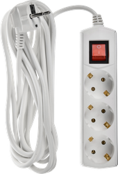 Изображение товара Удлинитель сетевой GENERICA У03В 3 места 2P+PE/3м 3х1мм2 10А/250В, 3м, Арт. WYP10-10-03-03-ZK-G