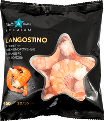 Изображение товара Креветки свежемороженые STELLA DI MARE Лангустин, в панцире без головы 30–55, 450г