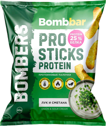 Изображение товара Палочки кукурузные протеиновые BOMBBAR со вкусом лук и сметана, 60г