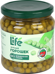 Изображение товара Горошек зеленый ЛЕНТА LIFE без добавления сахара, 475г