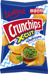 Изображение товара Чипсы картофельные LORENZ Crunchips X-cut со вкусом соуса чимичурри, рифленые, 130г