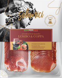 Изображение товара Колбаса сыровяленая SOLEMICI Итальянская закуска: Коппа, Ломбо, нарезка, 90г