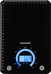 Изображение товара Весы кухонные REDMOND черный, стекло/пластик, 25,1х2х17,1см, Арт. RS-760