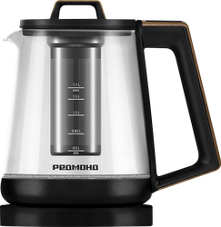 Изображение товара Чайник стеклянный РЕДМОНД черный с деревом, стекло/пластик, 24,2х24,5х17см, Арт. KG251