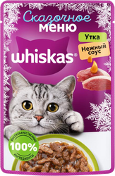 Изображение товара Корм консервированный для кошек WHISKAS Сказочное меню утка в нежном соусе, 75г